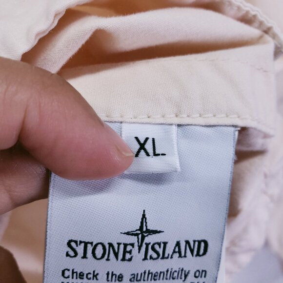 Stone Island Cream Dyed Zip Up Collar Shirt Jacket With Chest Pockets Size XL - Picture 3 of 16